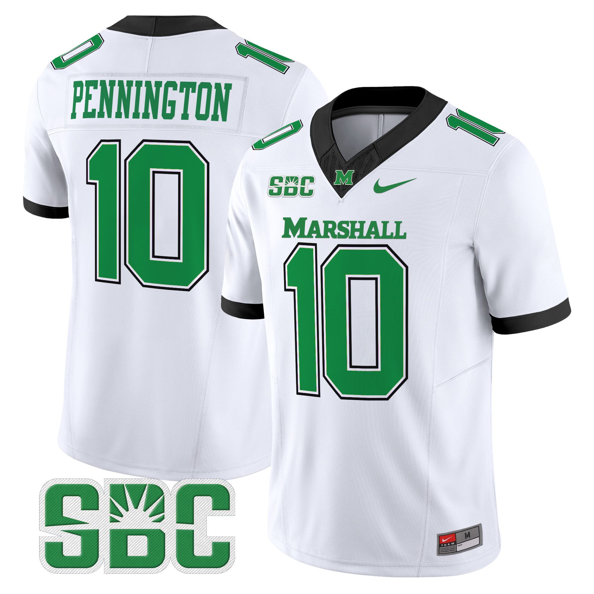 Men Marshall Thundering Herd #10 Pennington White Nike 2024 Vapor Limited NCAA Jersey